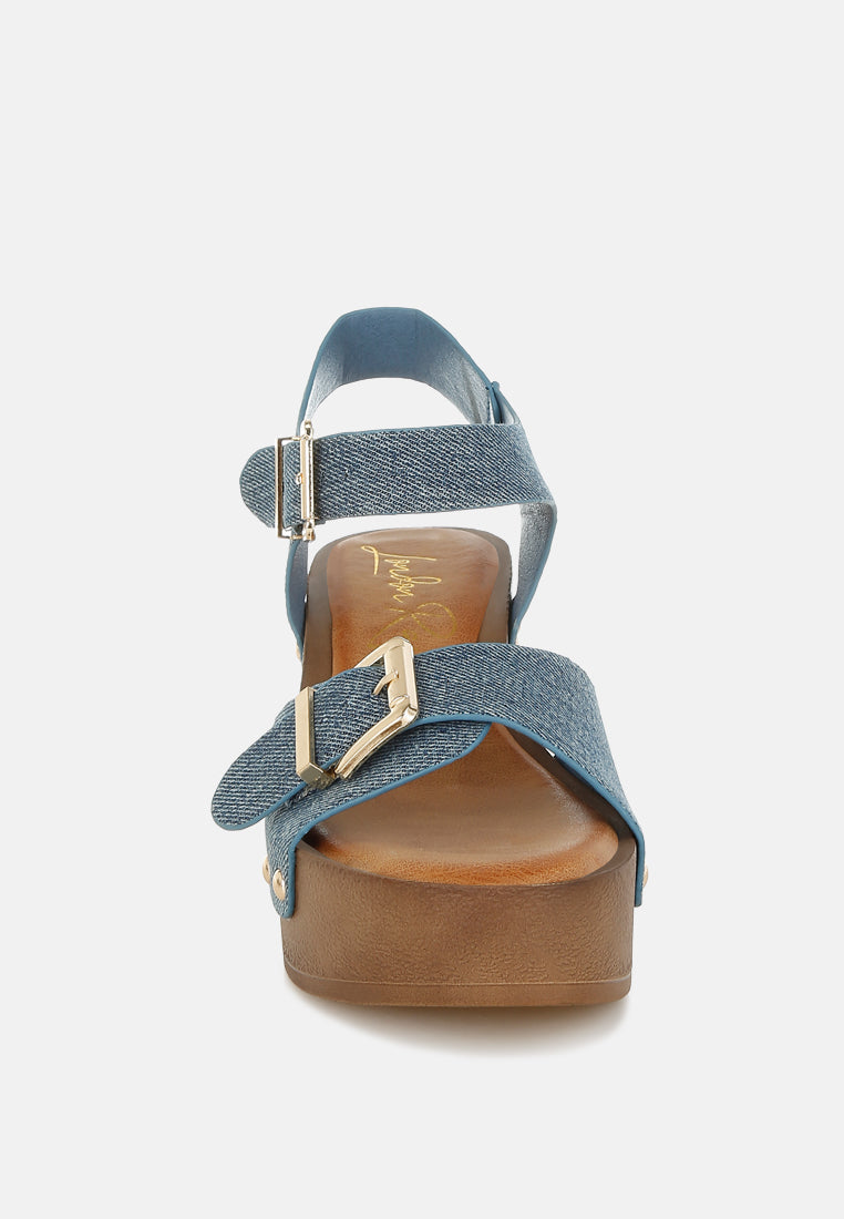 Studded Denim Clog Sandals