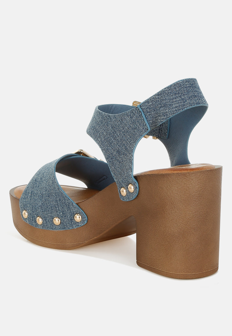 Studded Denim Clog Sandals
