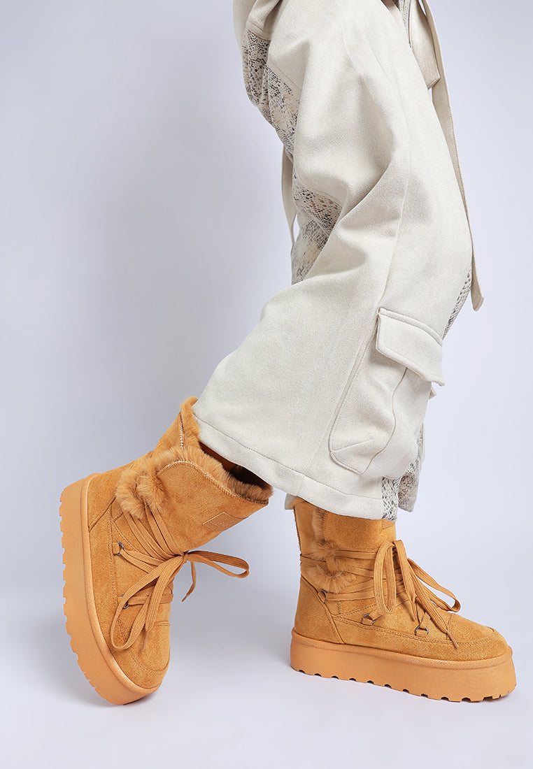 Chunky Faux Fur Snow Boots