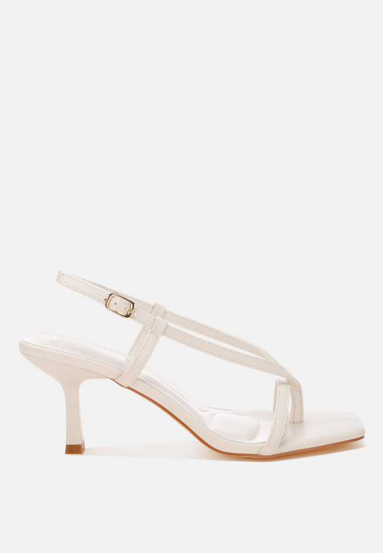 Slingback Pin Buckle Thong Toe Heel Sandals
