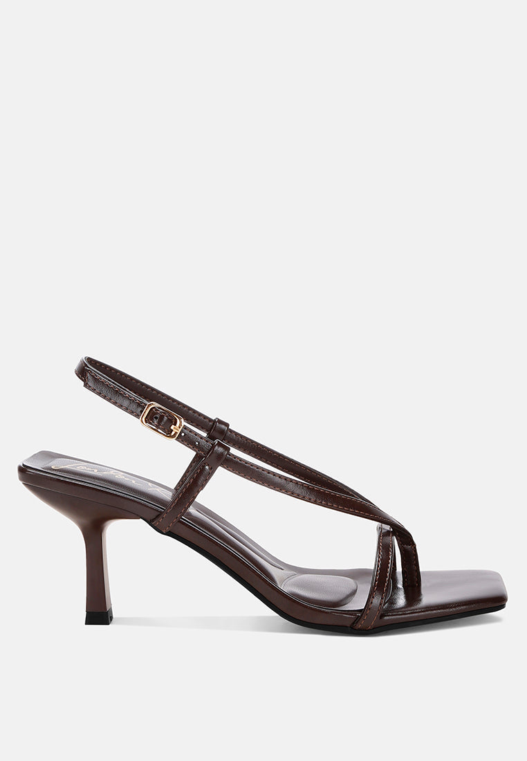 Slingback Pin Buckle Thong Toe Heel Sandals