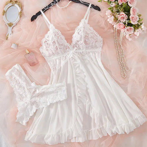 Exquisite 2 Pc Lace Night Gown Set