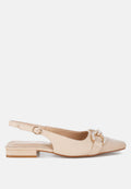 Pearl-Studded Horsebit Rich Microfiber Flats