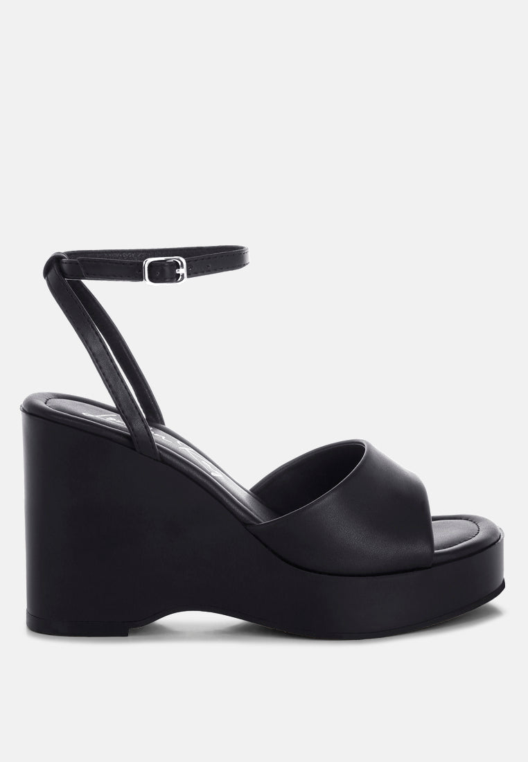 Solid Platform Faux Leather Wedges
