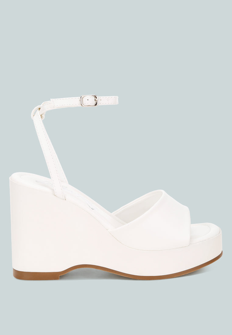 Solid Platform Faux Leather Wedges