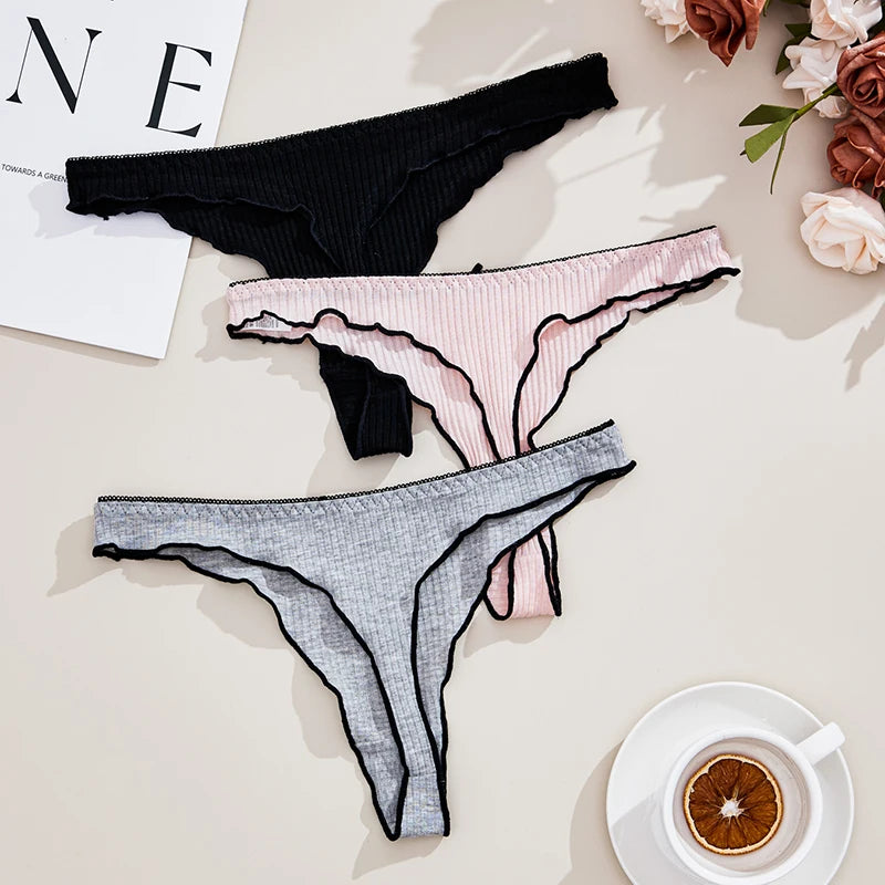 3Pc Cotton Thong Low-rise Panties