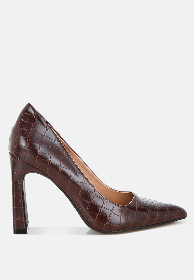 Sleek Pointed Toe Block Heel Pumps