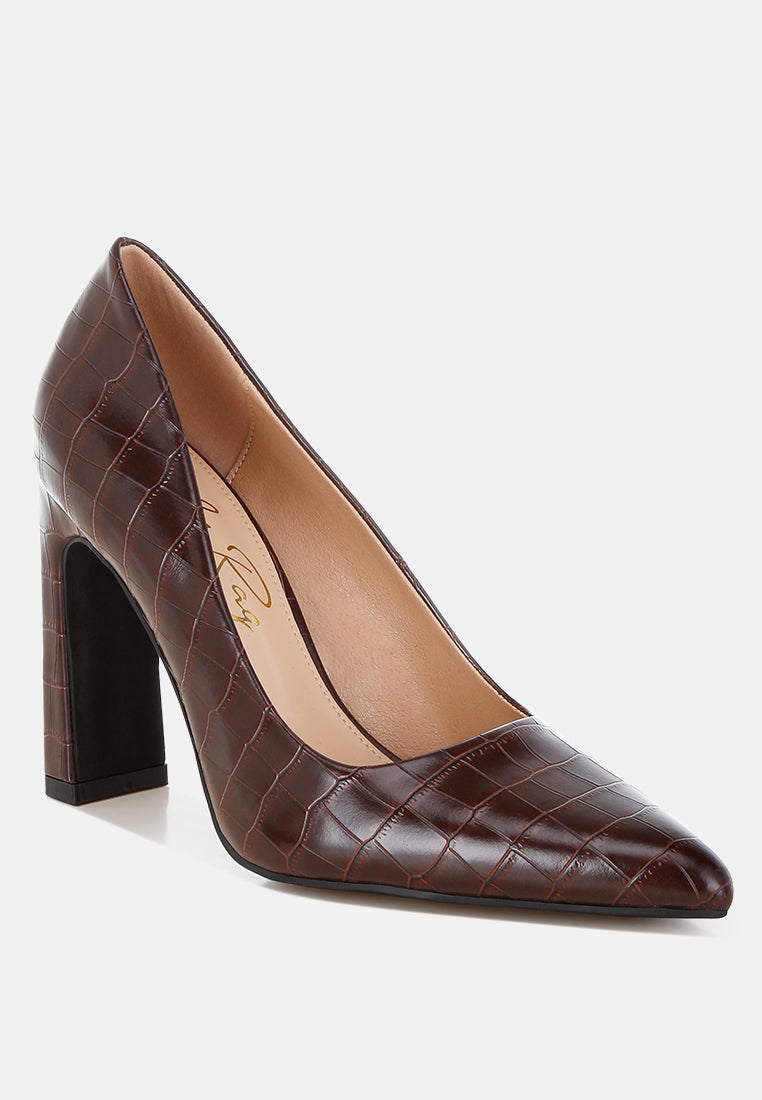 Sleek Pointed Toe Block Heel Pumps