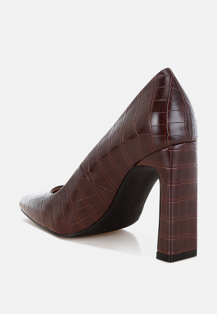 Sleek Pointed Toe Block Heel Pumps
