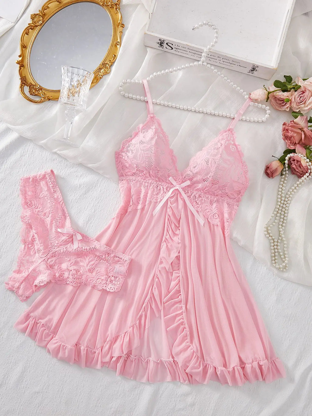 Lace Bra & Panty Night Sleepwear