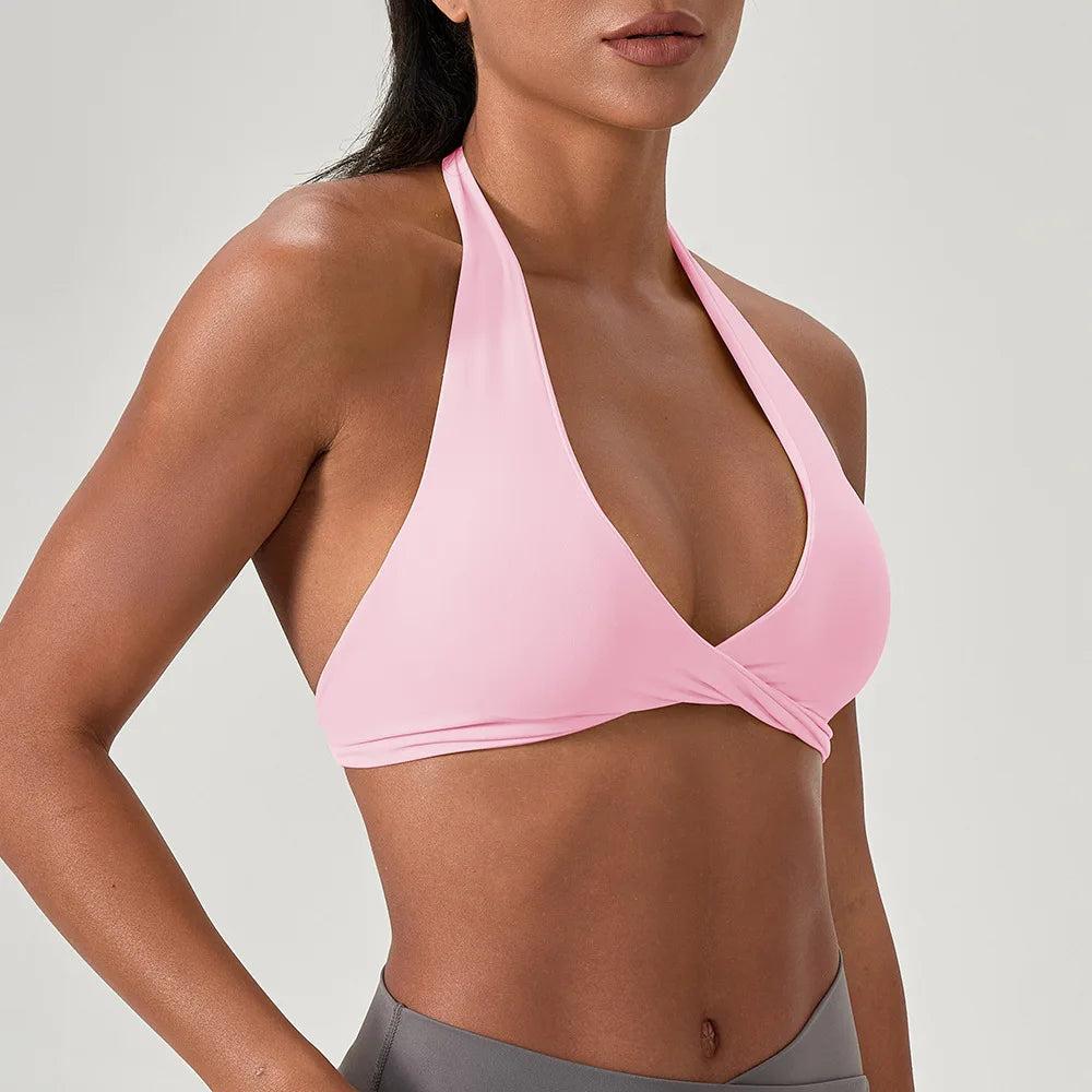 Strappy Open Back Halter Bra