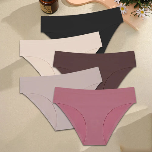 5Pc Seamless Panties Ice Silk Underwear Set