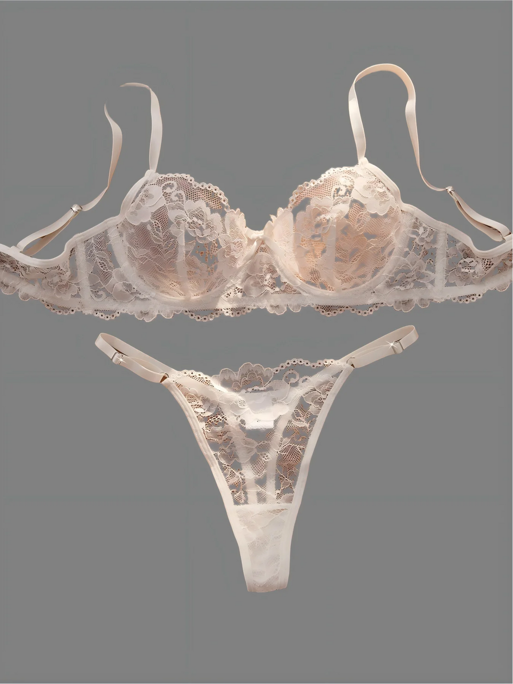 Floral Lace Underwear Set W/ Ultra-Thin Bra