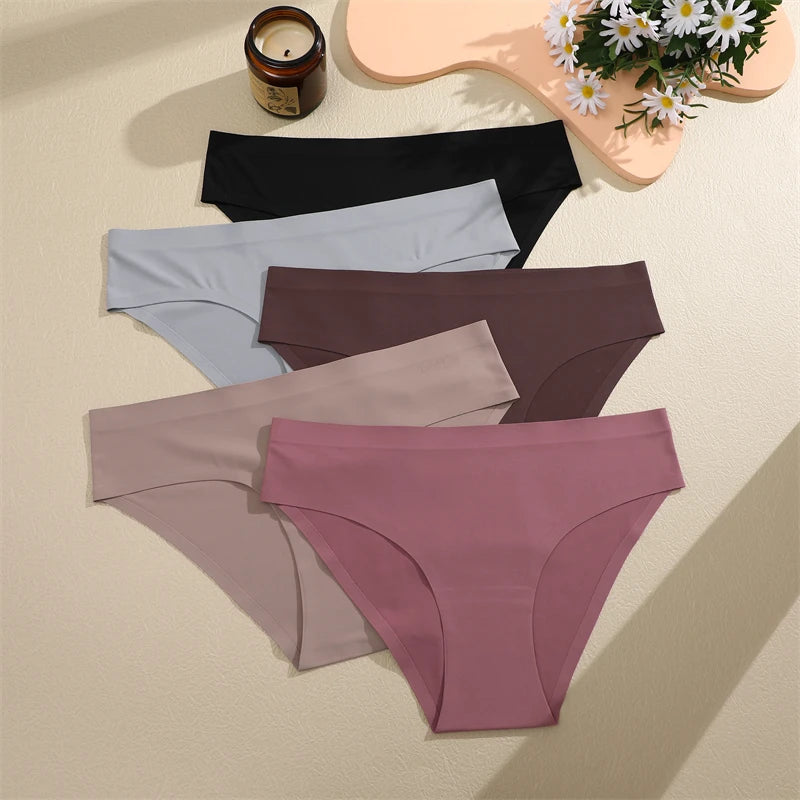 5Pc Seamless Panties Ice Silk Underwear Set