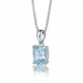 925 Sterling Silver Blue Stone Pendant Necklace Fine Jewelry