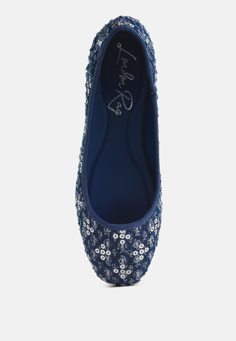 Sequin Coin Pattern Embellished Ballet Flats