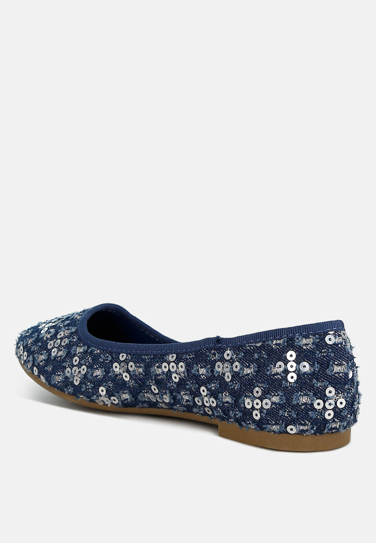 Sequin Coin Pattern Embellished Ballet Flats