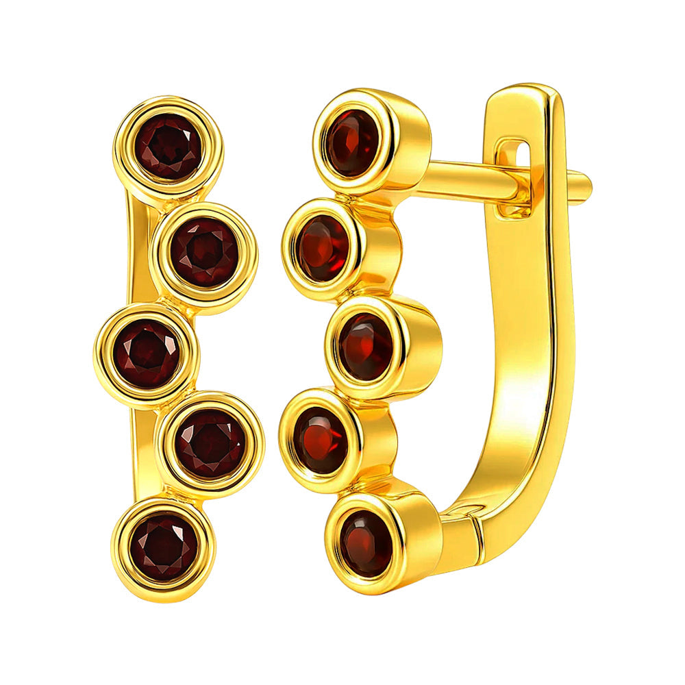 18K Gold Plated Bezel Multi-Stone Earrings Stylish Jewelry