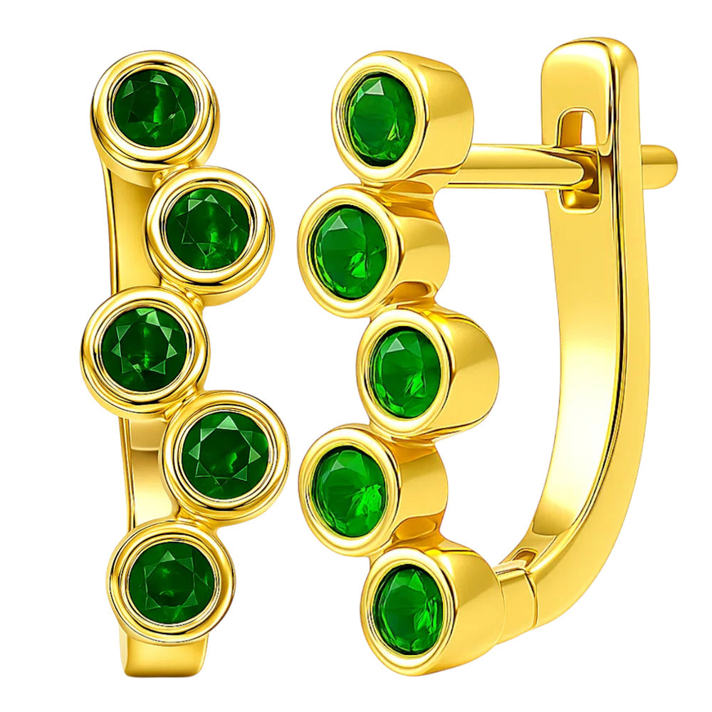 18K Gold Plated Bezel Multi-Stone Earrings Stylish Jewelry