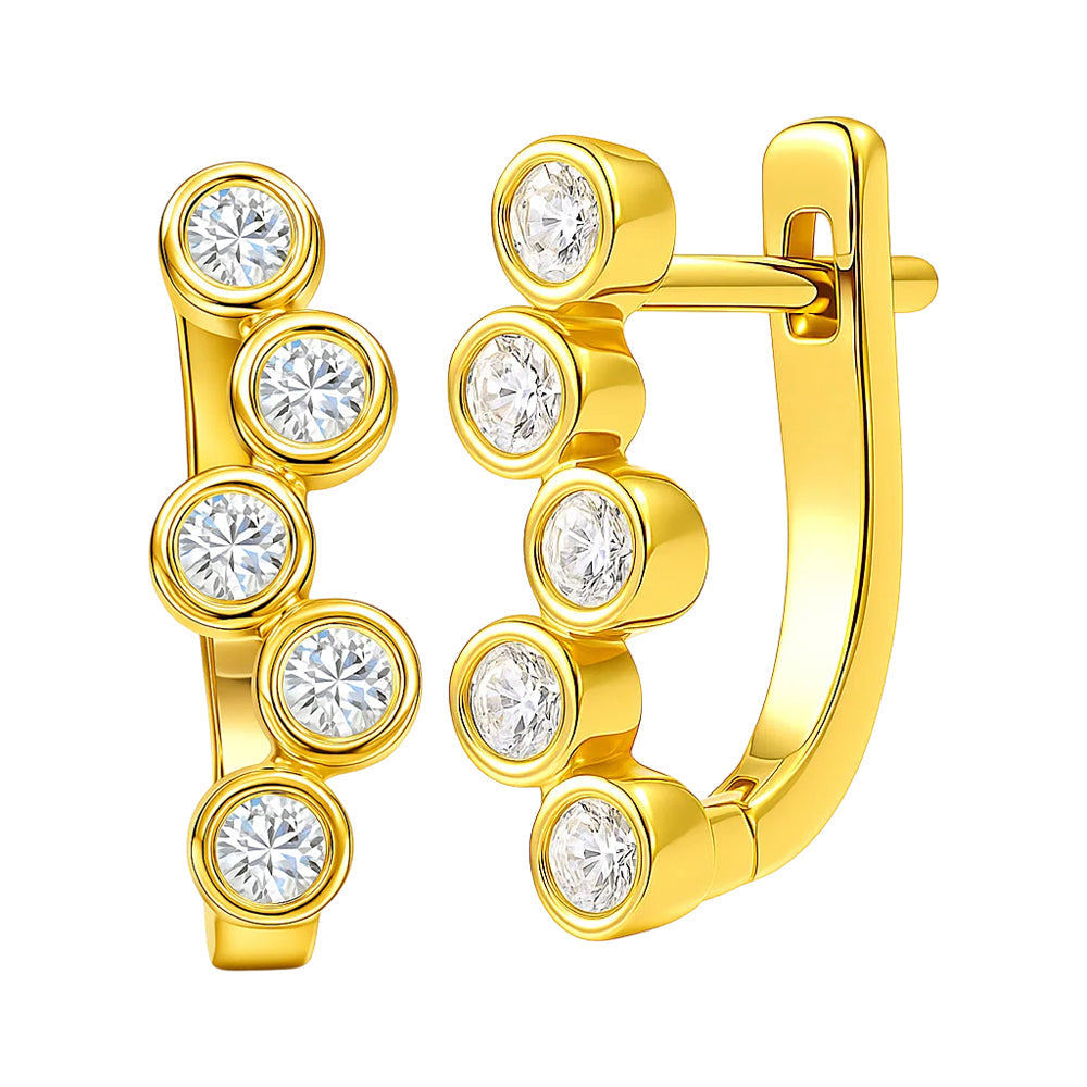18K Gold Plated Bezel Multi-Stone Earrings Stylish Jewelry