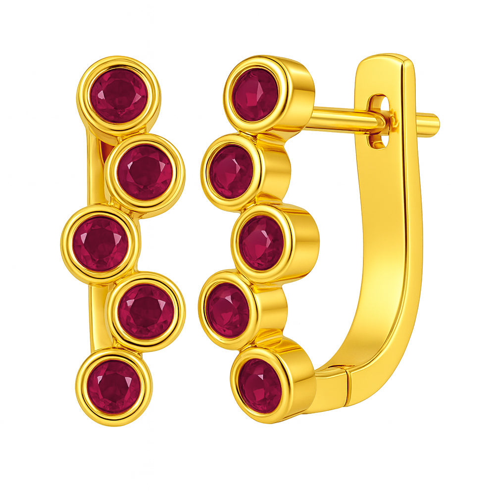 18K Gold Plated Bezel Multi-Stone Earrings Stylish Jewelry