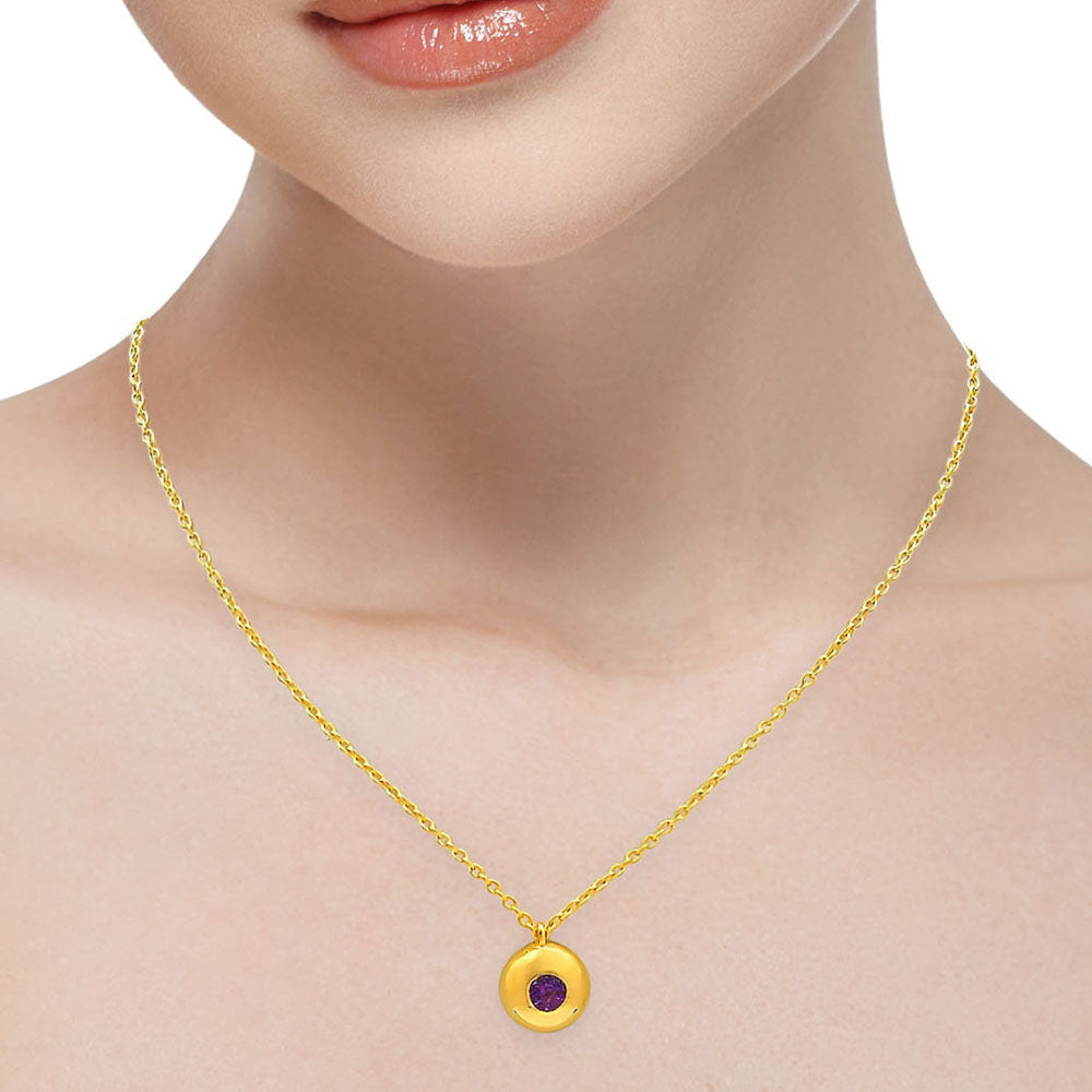 18K Gold Plated Gemstone Charm Necklace Jewelry Minimalist Style