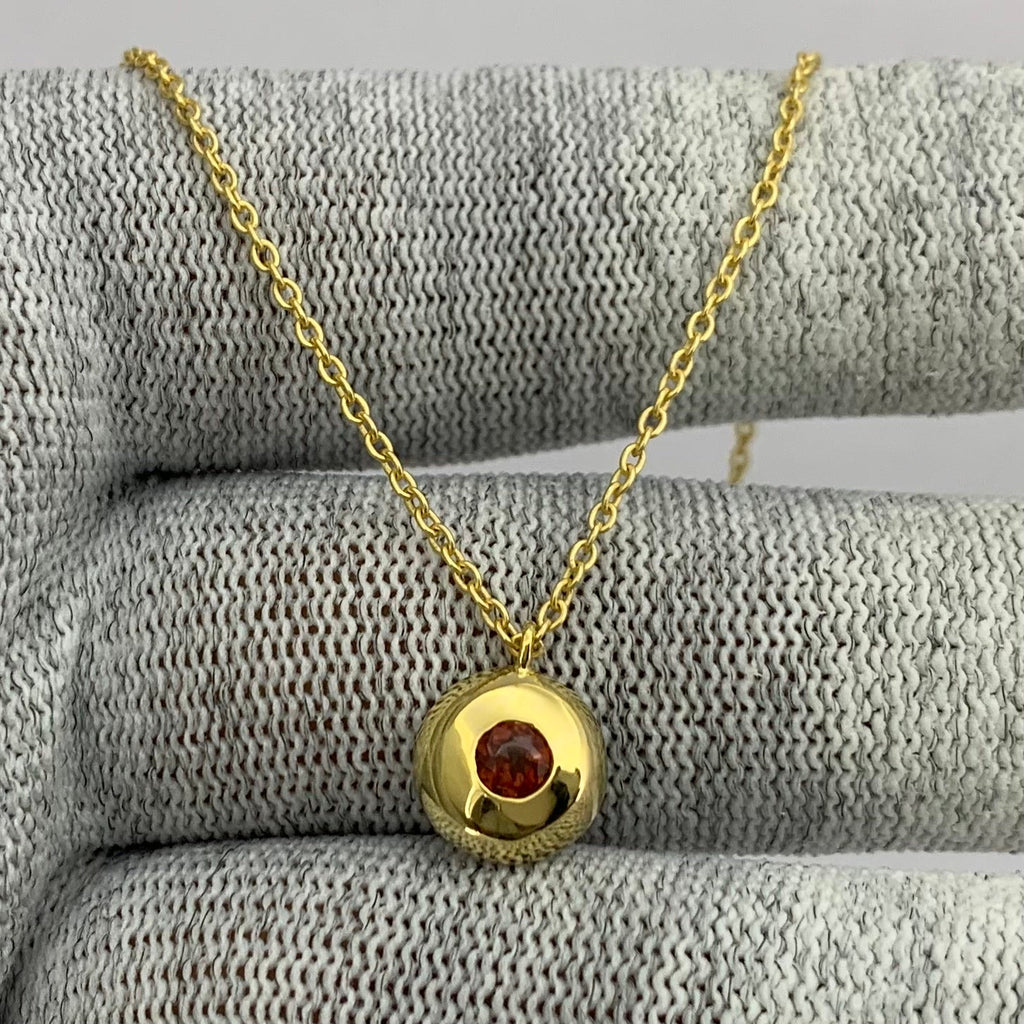 18K Gold Plated Gemstone Charm Necklace Jewelry Minimalist Style