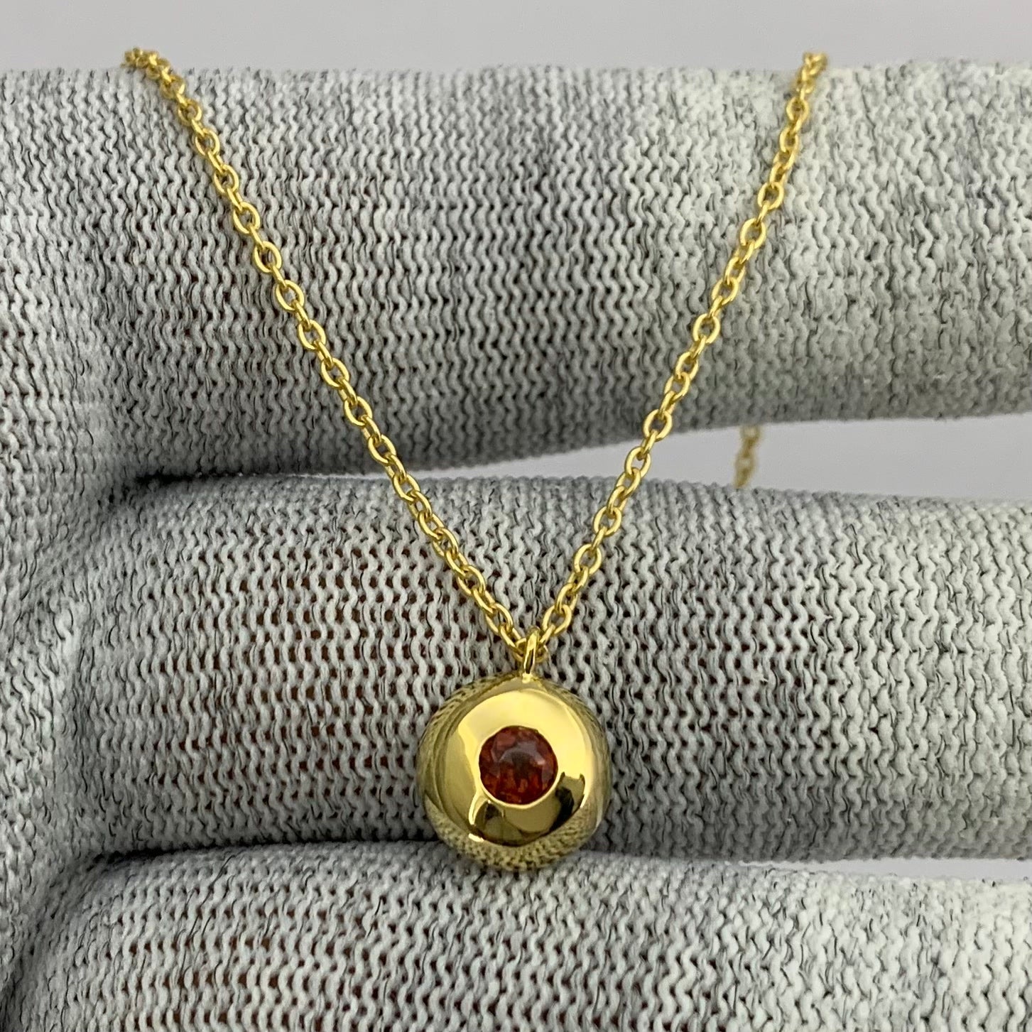 18K Gold Plated Gemstone Charm Necklace Jewelry Minimalist Style
