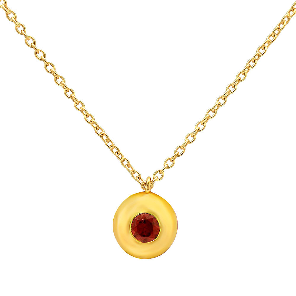 18K Gold Plated Gemstone Charm Necklace Jewelry Minimalist Style