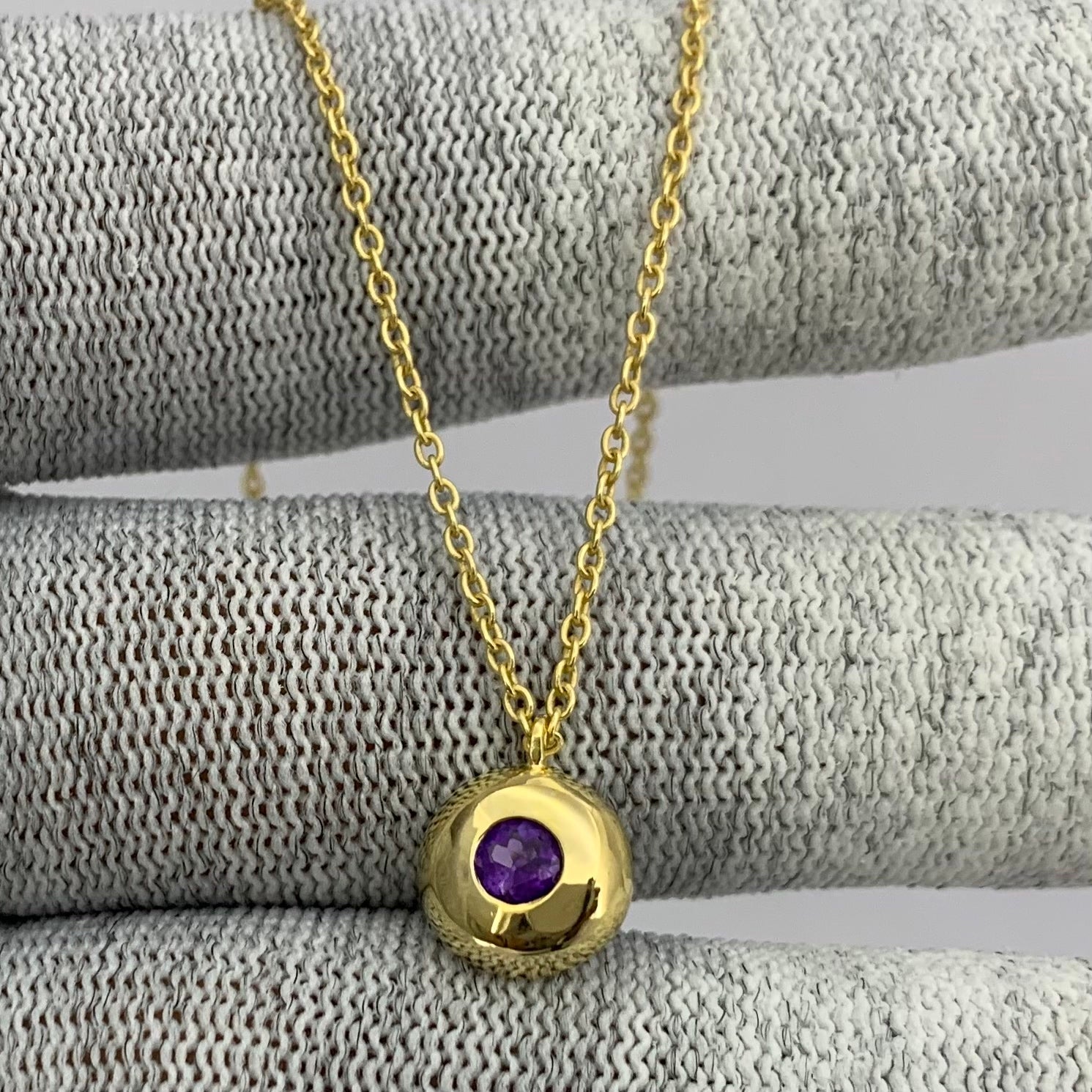 18K Gold Plated Gemstone Charm Necklace Jewelry Minimalist Style