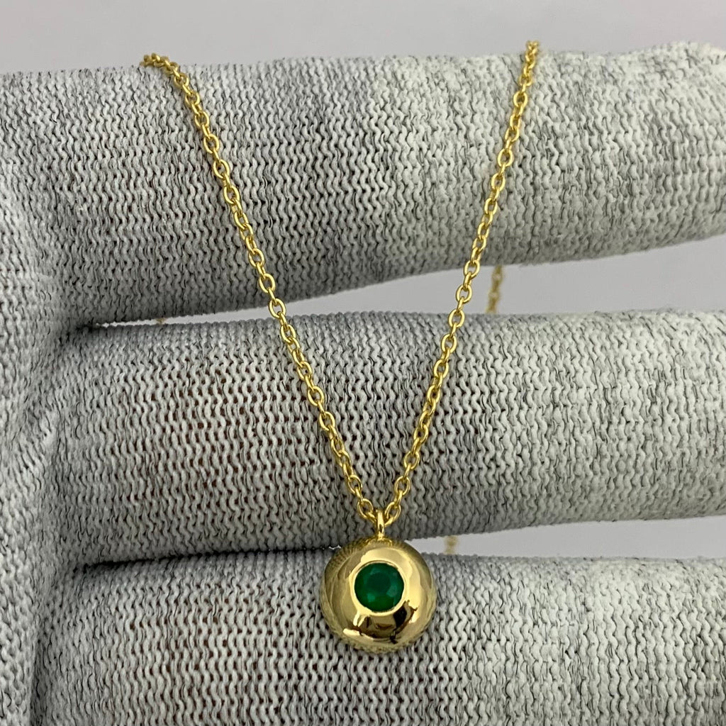 18K Gold Plated Gemstone Charm Necklace Jewelry Minimalist Style