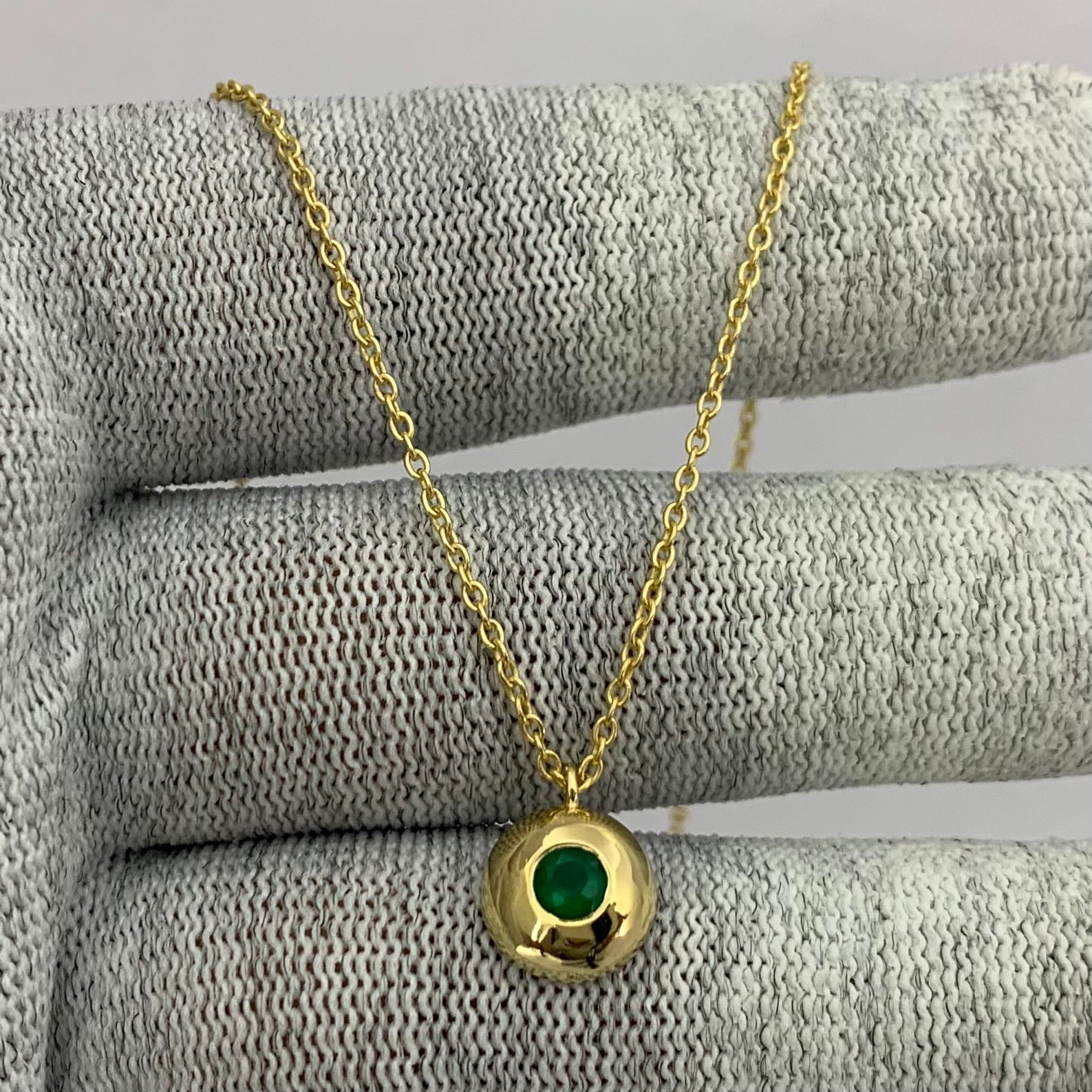 18K Gold Plated Gemstone Charm Necklace Jewelry Minimalist Style