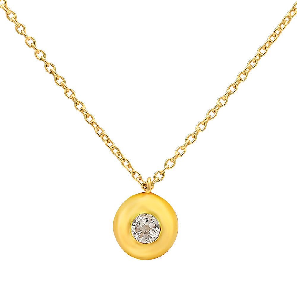 18K Gold Plated Gemstone Charm Necklace Jewelry Minimalist Style