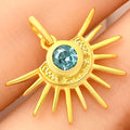 18K Gold Plated Sun Burst Gemstone Pendant Minimalist Jewelry