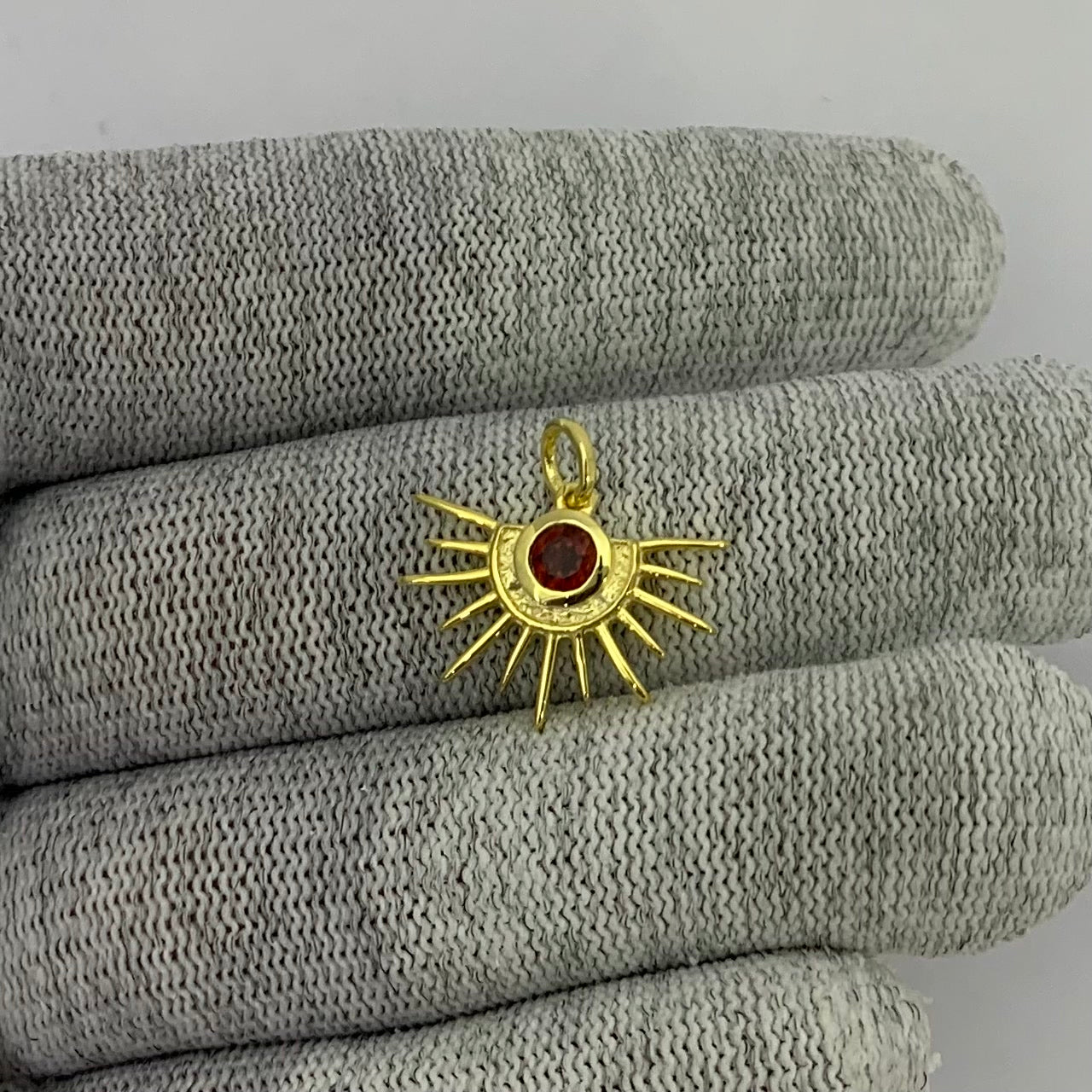 18K Gold Plated Sun Burst Gemstone Pendant Minimalist Jewelry