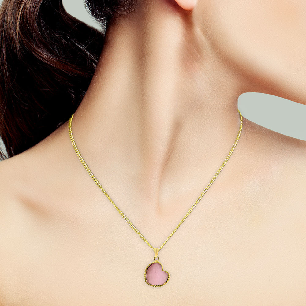 18K Gold Plated Heart Shaped Gemstone Pendant Jewelry