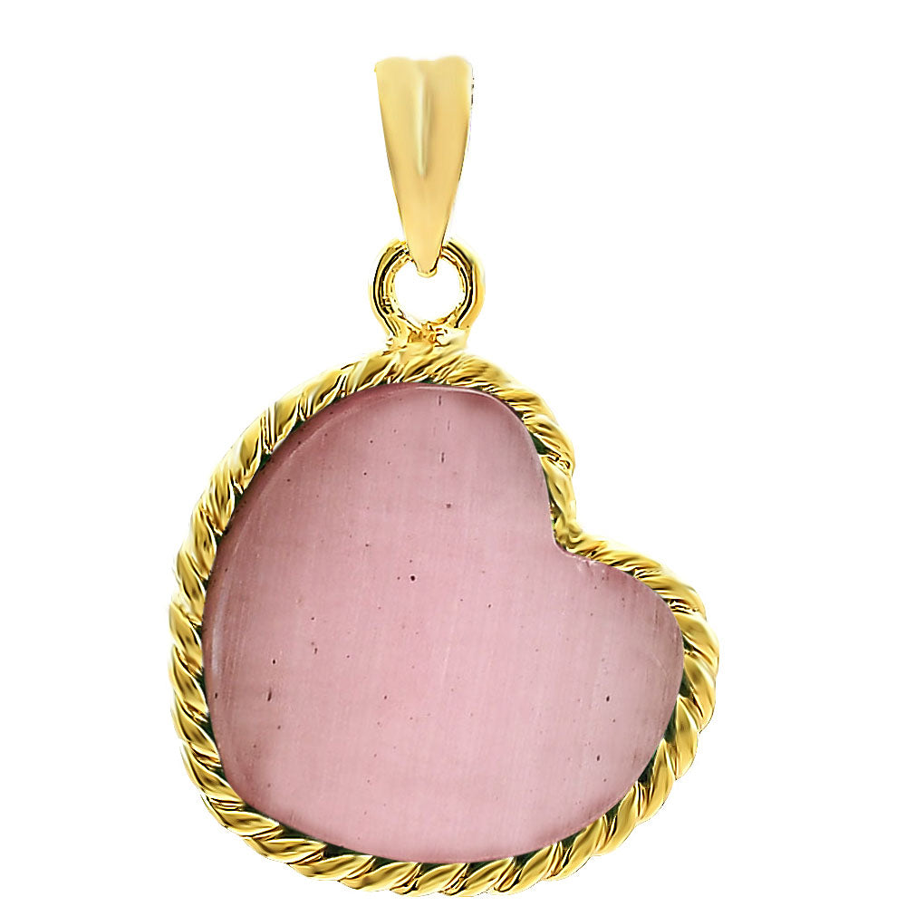 18K Gold Plated Heart Shaped Gemstone Pendant Jewelry