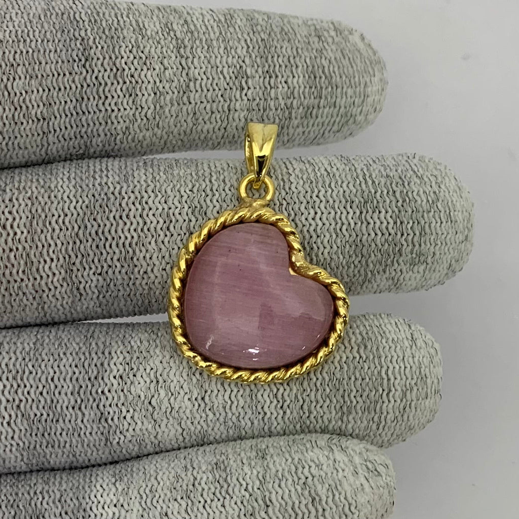 18K Gold Plated Heart Shaped Gemstone Pendant Jewelry