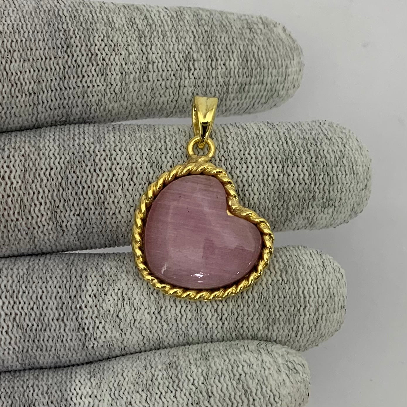 18K Gold Plated Heart Shaped Gemstone Pendant Jewelry
