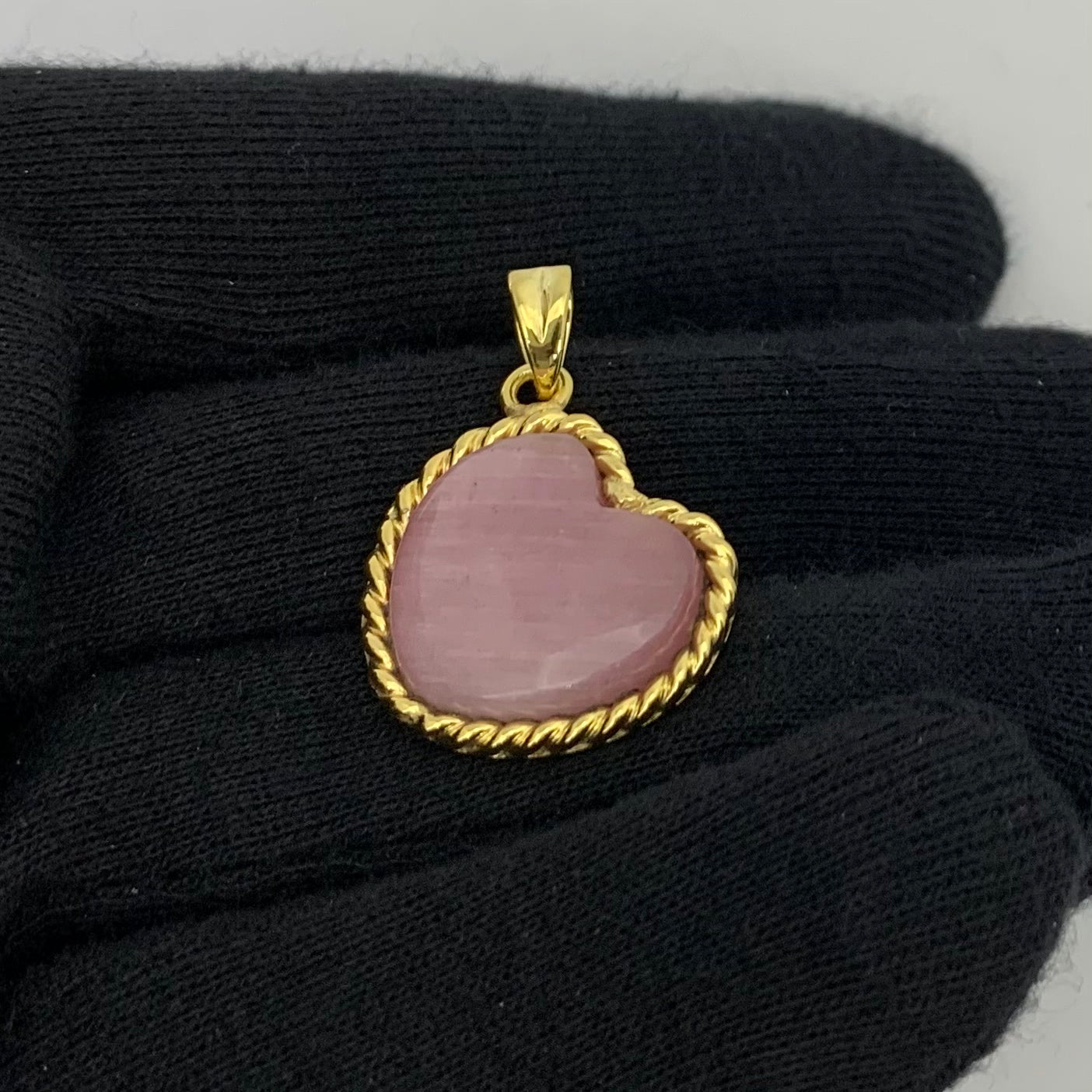 18K Gold Plated Heart Shaped Gemstone Pendant Jewelry