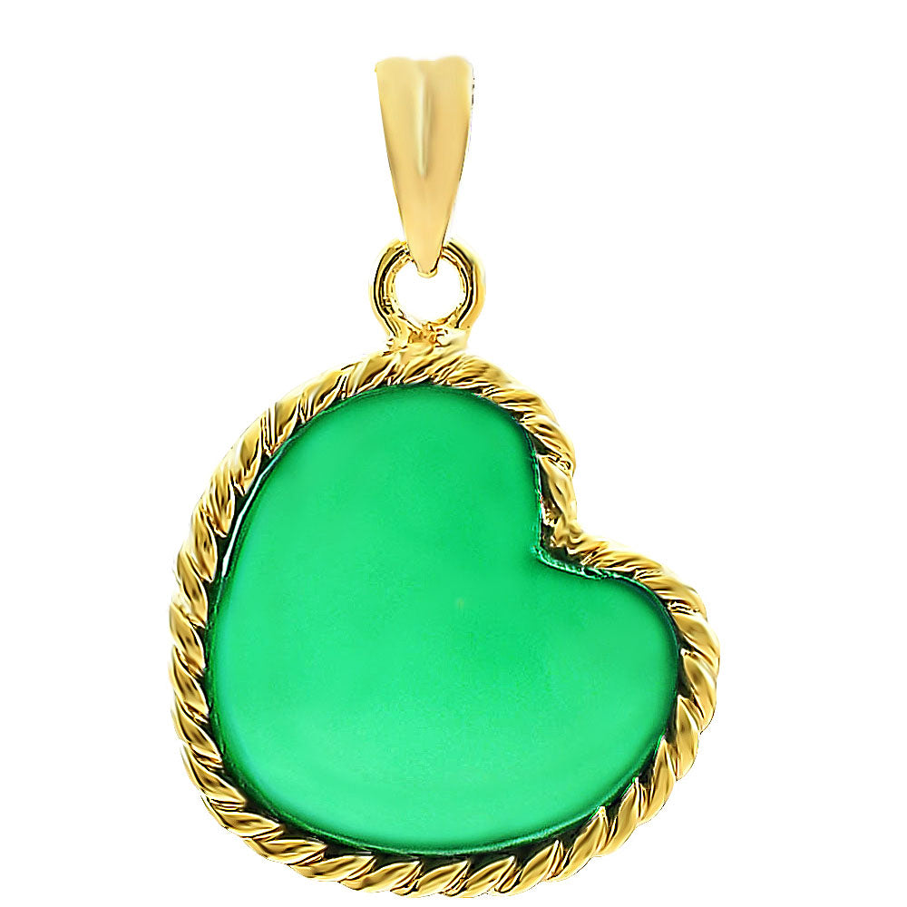 18K Gold Plated Heart Shaped Gemstone Pendant Jewelry