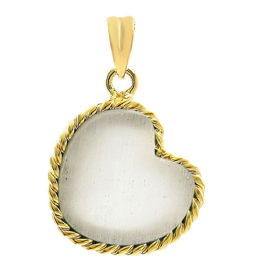 18K Gold Plated Heart Shaped Gemstone Pendant Jewelry