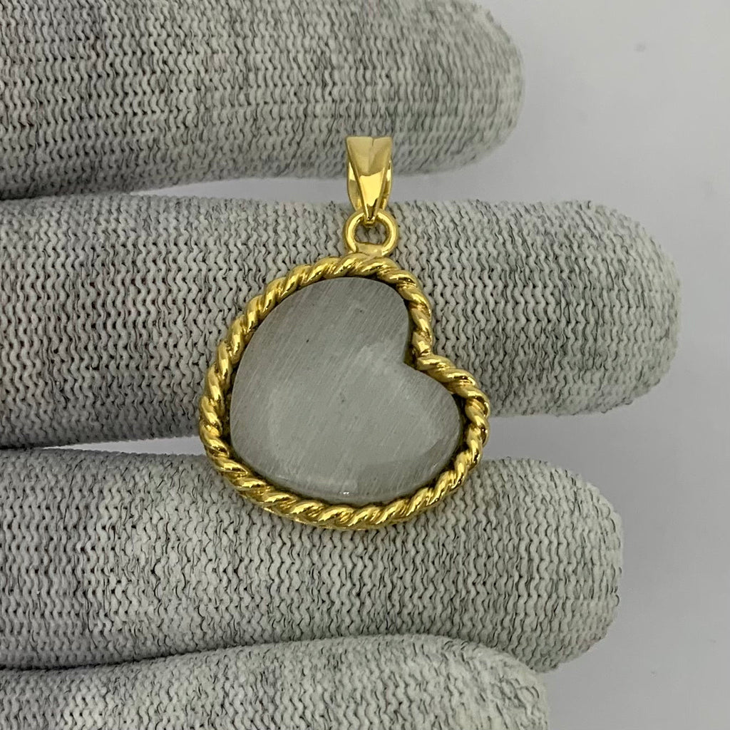18K Gold Plated Heart Shaped Gemstone Pendant Jewelry