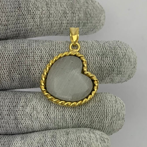 18K Gold Plated Heart Shaped Gemstone Pendant Jewelry