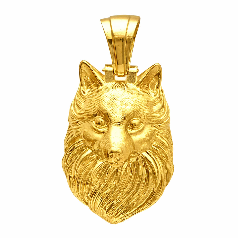 18K Gold Plated Wolf Head Pendant | Statement Jewelry