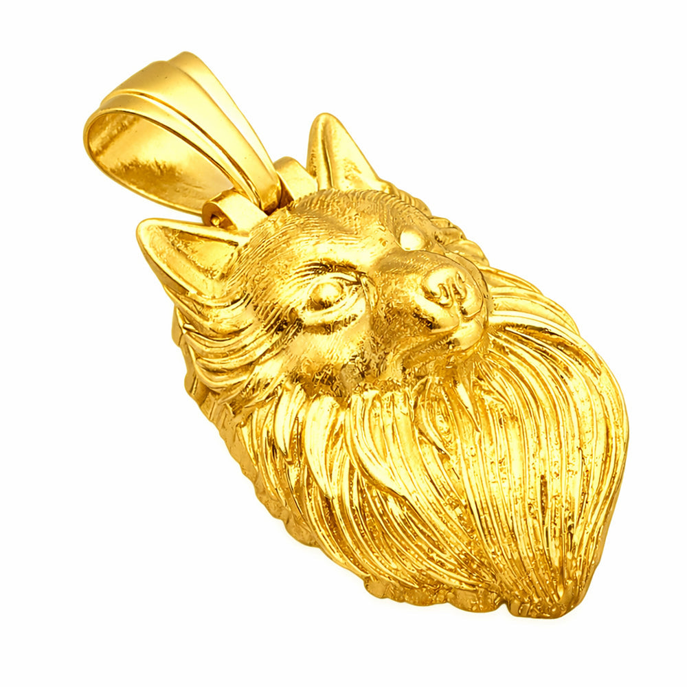 18K Gold Plated Wolf Head Pendant | Statement Jewelry
