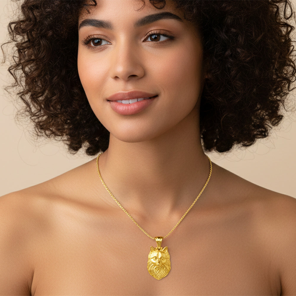 18K Gold Plated Wolf Head Pendant | Statement Jewelry