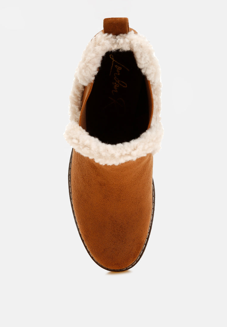 Faux Fur Lined Chelsea Boots