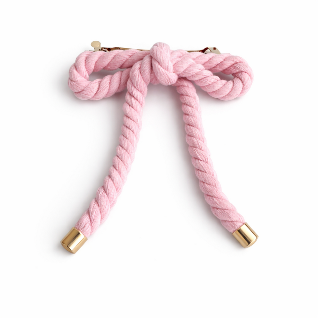 Nautical And Preppy Rope Bow Hair Barrette Clip