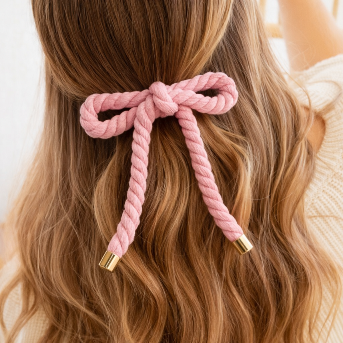 Nautical And Preppy Rope Bow Hair Barrette Clip